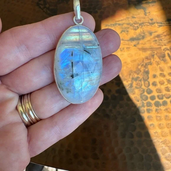 ๐For A๐ Colorful Flash Oval Rainbow Moonstone Pendant - Picture 14 of 16